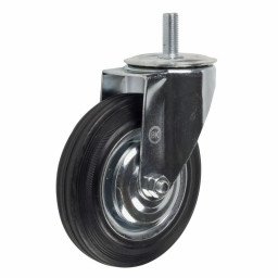 Колесная опора 160мм болт, поворотная, черная резина, роликоподшипник