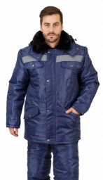 Костюм зимний ГРАДУС куртка+п/к, оксфорд, синий/черный/василек