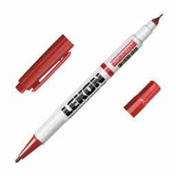 Маркер перманентный двухсторонний фетровый 0,5-1мм красный LEKON DUO