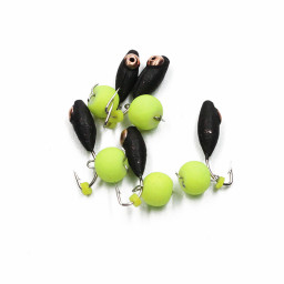 Мормышка вольф ЯМАН Овсинка с коронкой из никеля, d-4 мм, вес 1,0 г, бисер и кембрик, цв. флуор. Жел