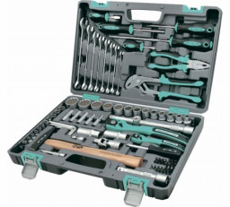 Набор инструментов 1/2, 1/4 CrV, 12 гранные головки 76 предметов STELS