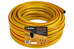 Шланг поливочный ПВХ усиленный пищевой трехслойный армированный 1/2 25м жёлтый Вихрь 